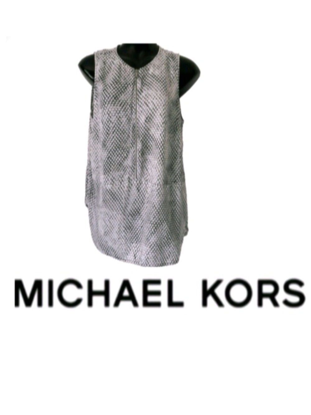 Michael Kors snake print zip up sleeveless tunic blouse tank top